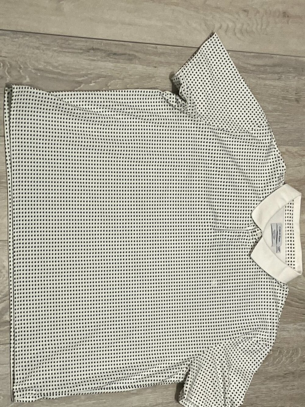 Calvin Klein Men's XXL Smooth Cotton White Black Dot Polo Shirt